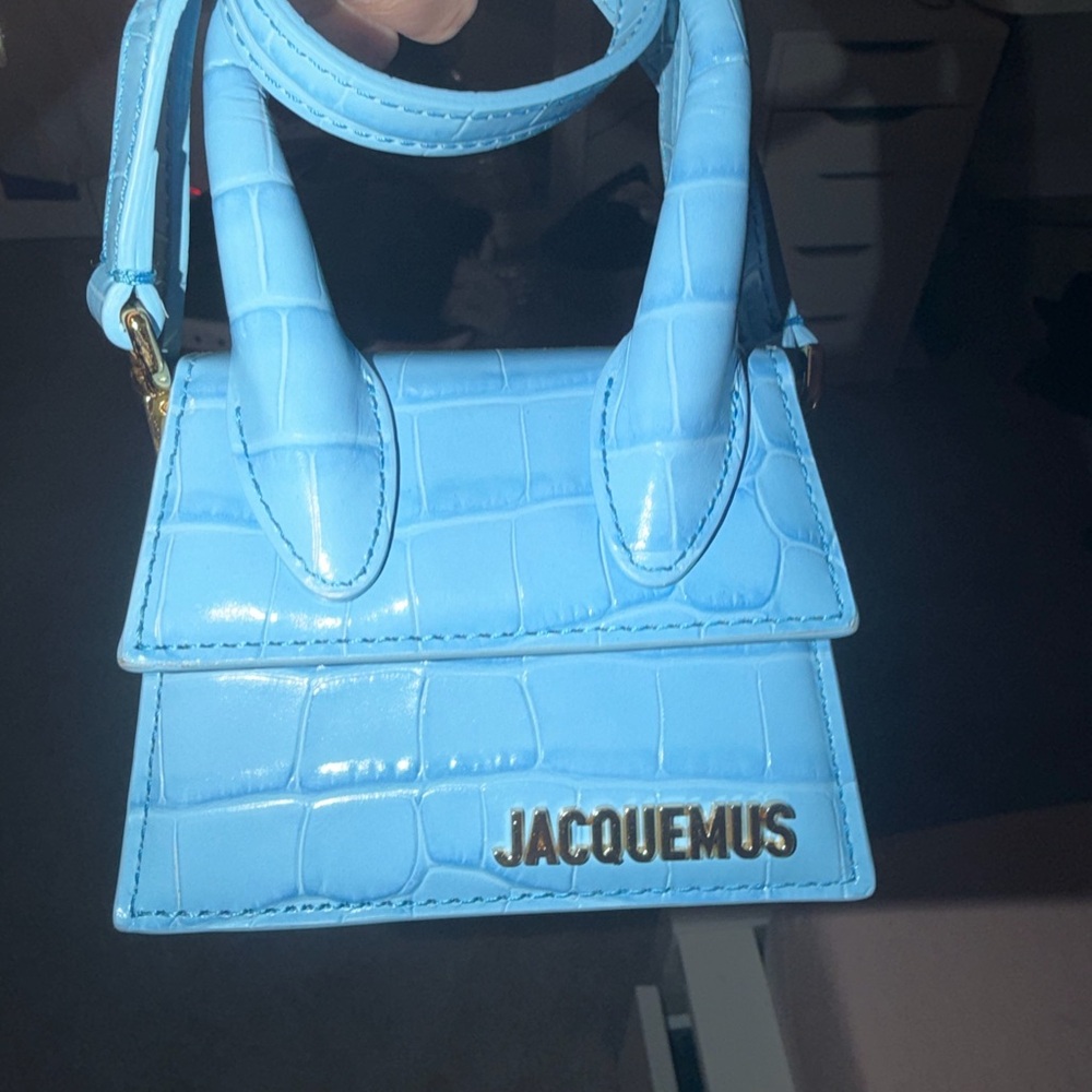 Jacquemus Sky Blue Croc-Embossed Mini Bag